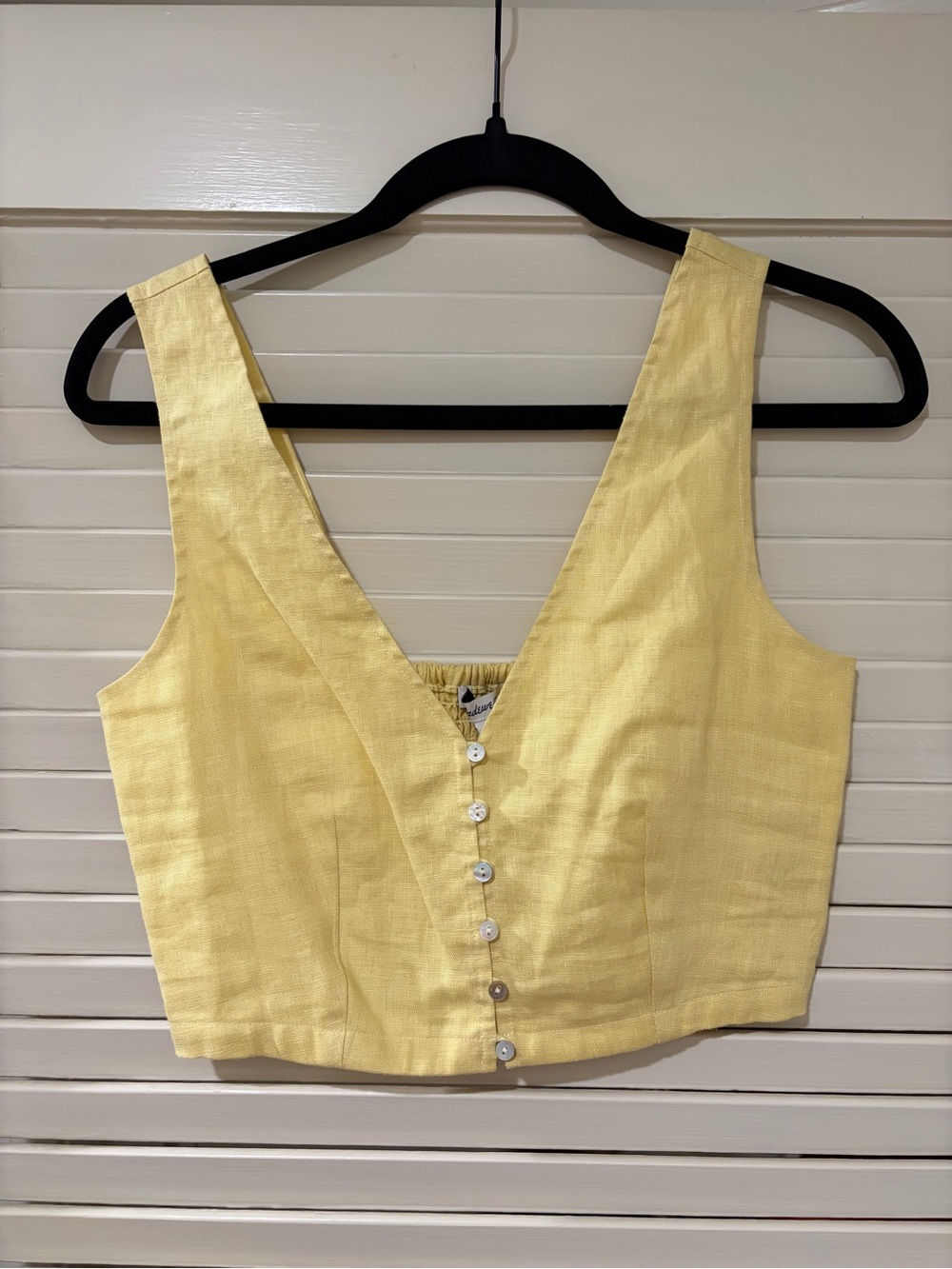 Madewell Linen Button-Front Crop Top